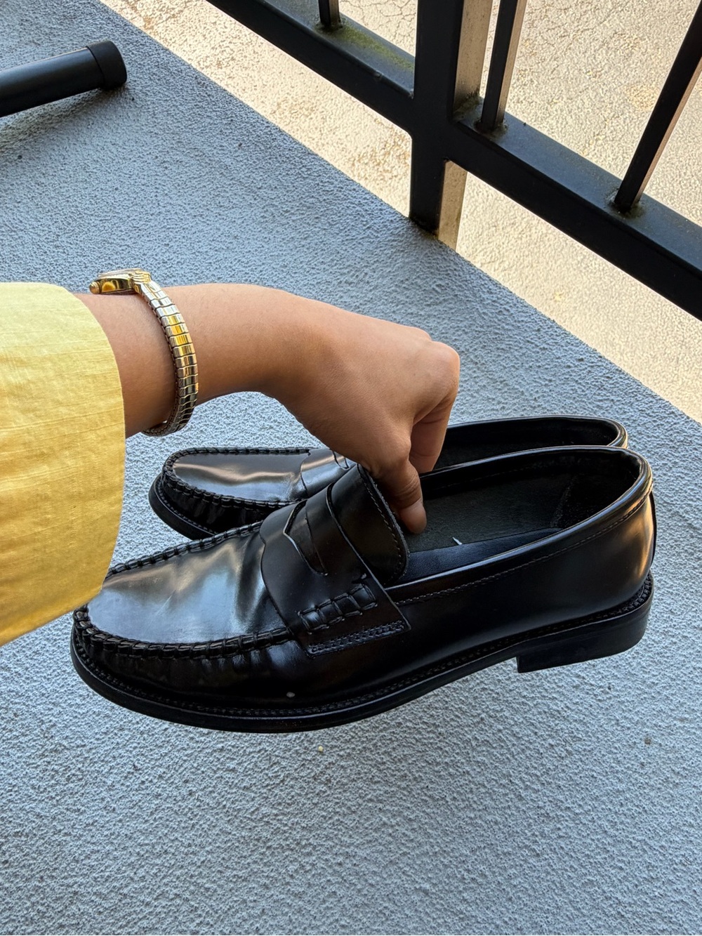 Mango Black Leather Penny Loafers for Women